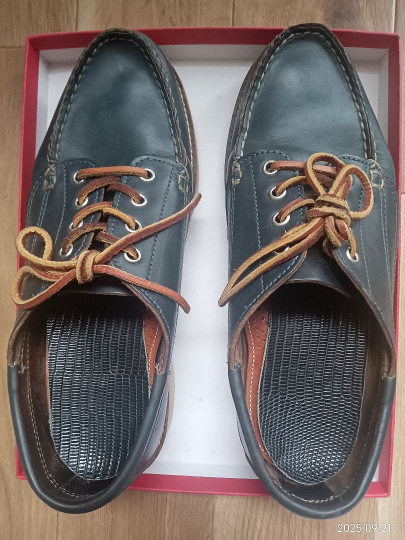 アメリカ製オークストリートブーツメーカーズ本革ネイビー8.5D26.5cm 中古