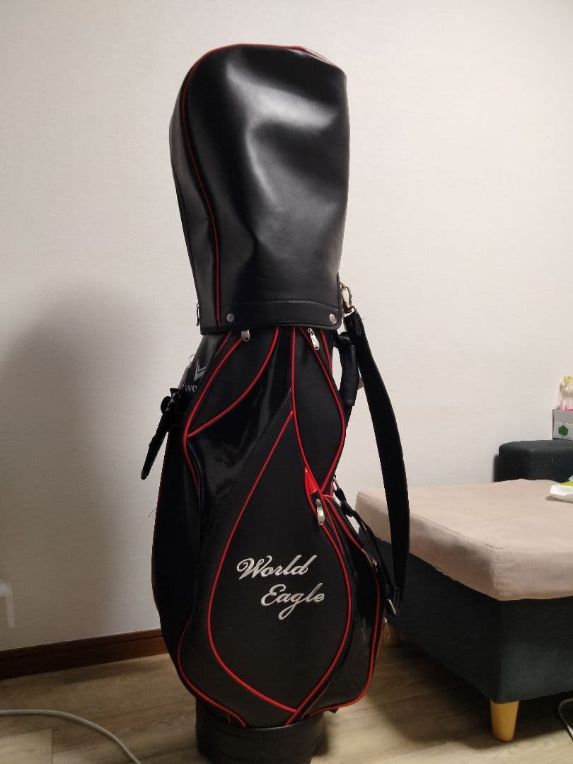 WORLD EAGLE キャディバッグ ブラック/レッド　マーク