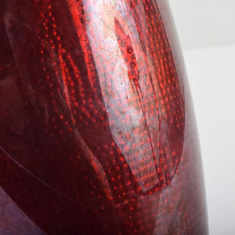 七宝焼　赤透釉　花文　花瓶　V　9018