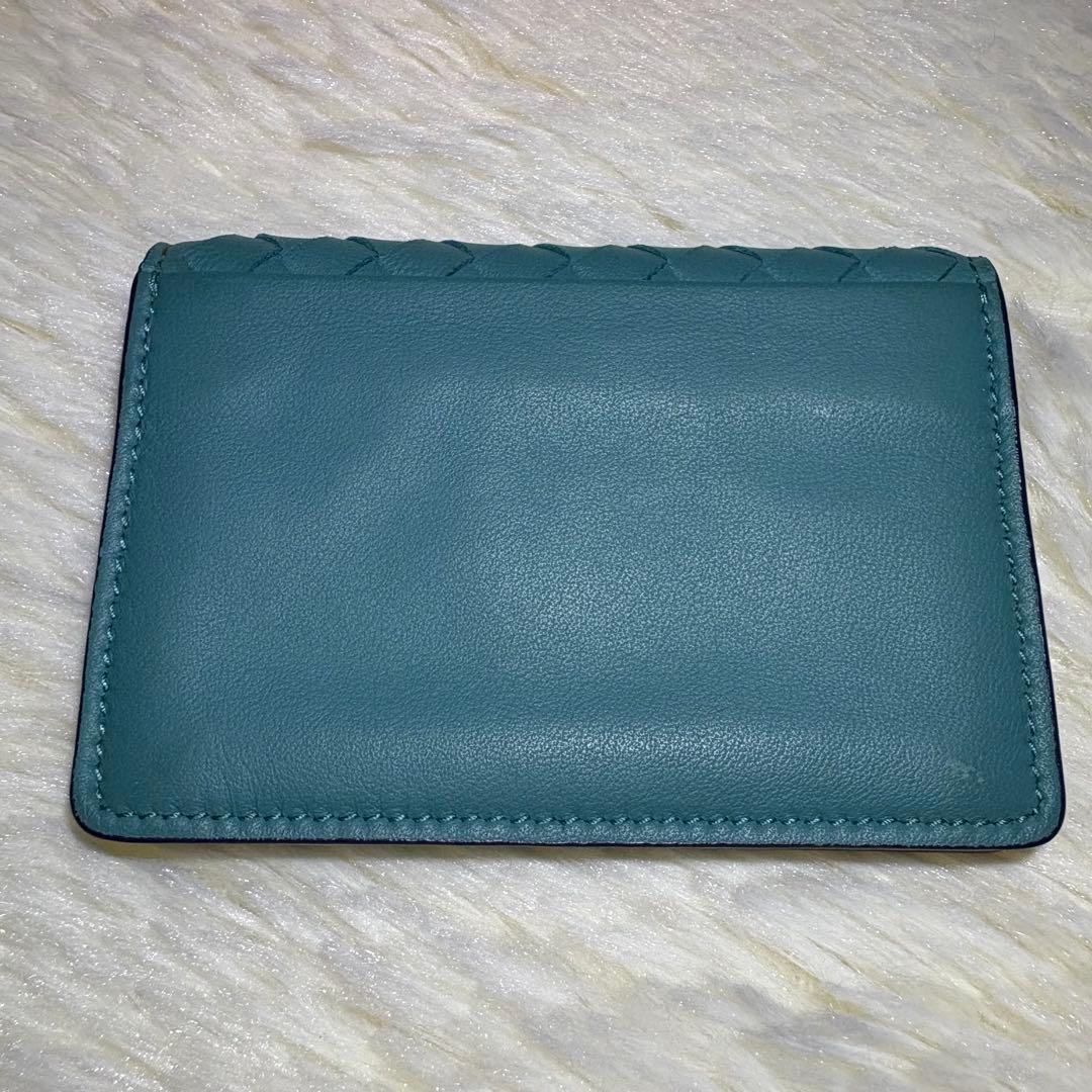 美品 BOTTEGA VENETA イントレチャート 名刺入れ ブルー 系