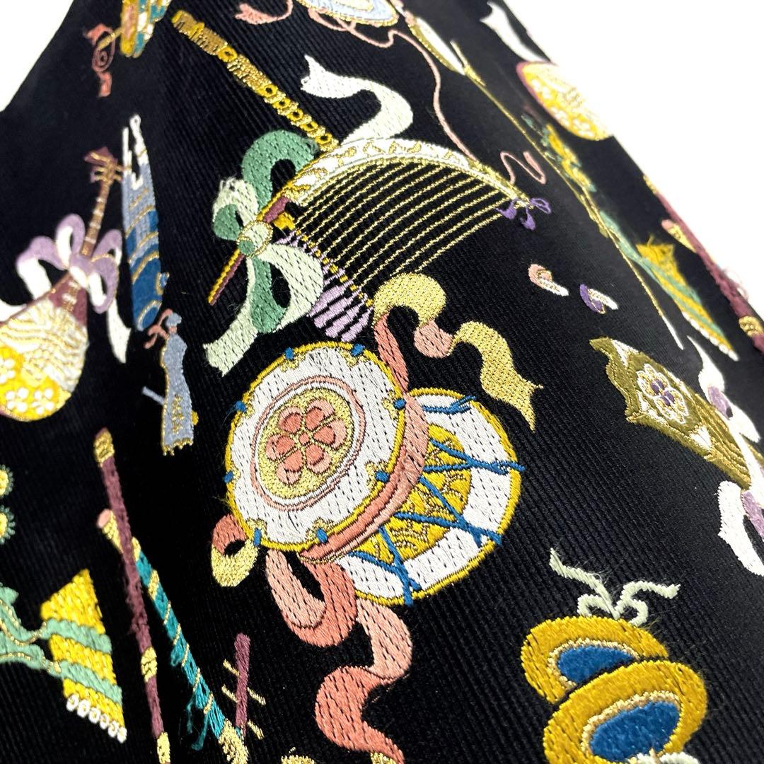 帯5956 ●山下織物謹製 高級 正絹 雅楽器集め 六通 袋帯