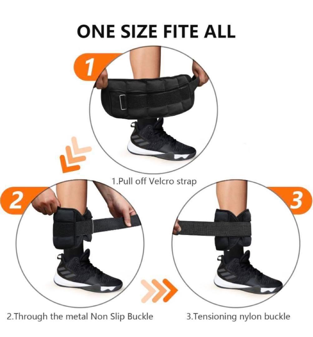 アンクルウェイト 調節可能 1~10ポンド 2個パック 筋トレ道具 尻トレ道具