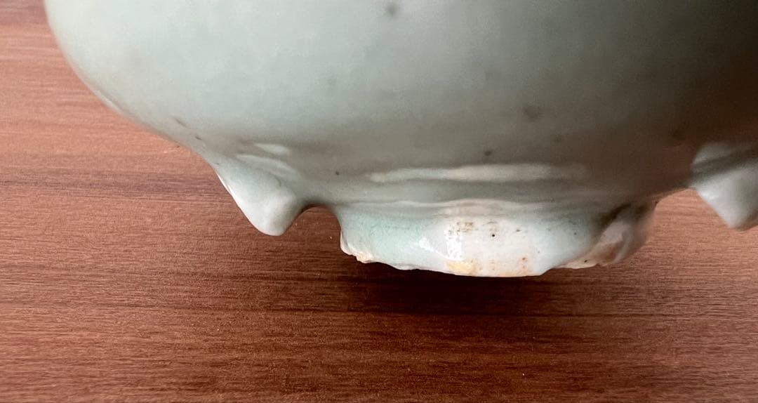 砧青磁千鳥香炉 中国龍泉窯産 箱有 灰有 年代物 香合