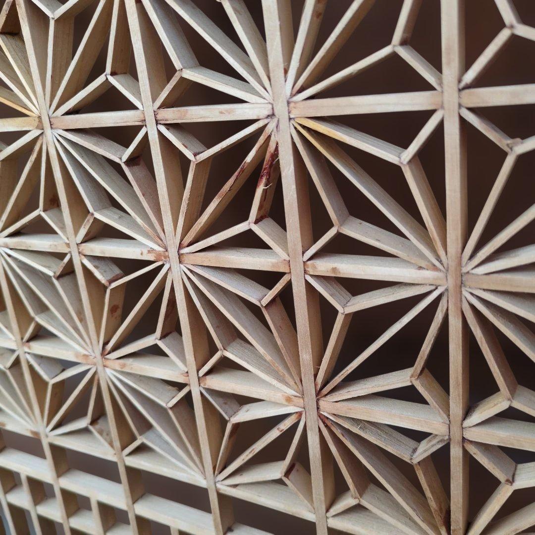 昭和レトロ 組子欄間①+② 2枚 書院障子 建具 衝立 引戸 ガラス戸