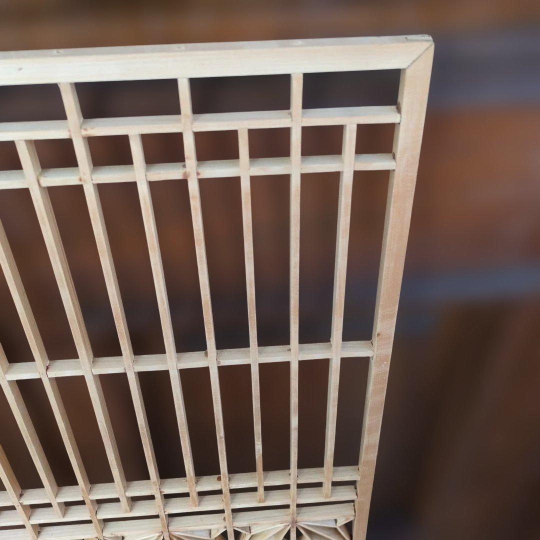 昭和レトロ 組子欄間①+② 2枚 書院障子 建具 衝立 引戸 ガラス戸