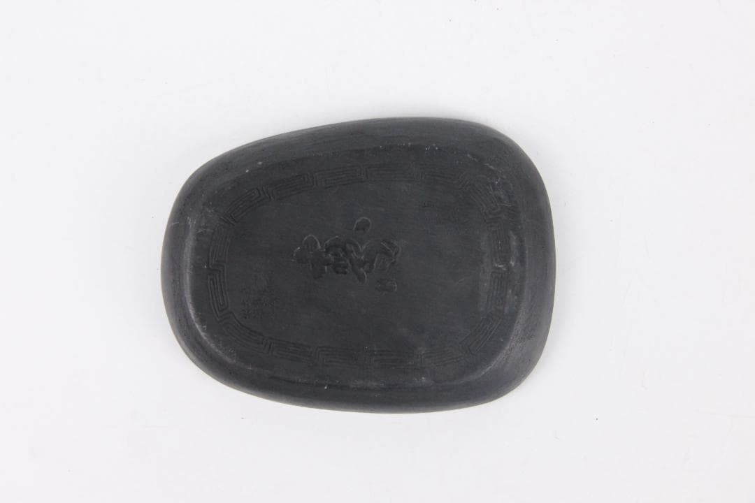 中国文房具　端渓硯　瓜文彫刻　「寿」銘　彫刻入　書道具　古硯 ES1-9