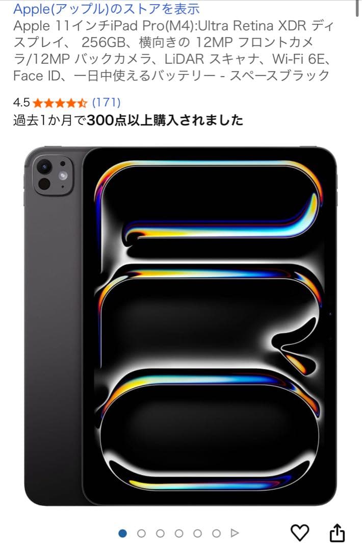 iPad Pro 11インチ256GB 2024型 美品 充電100%