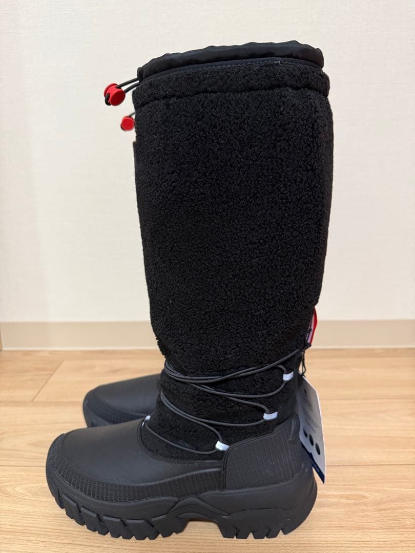 HUNTER 防水ボアロングブーツ ブラック　25センチ