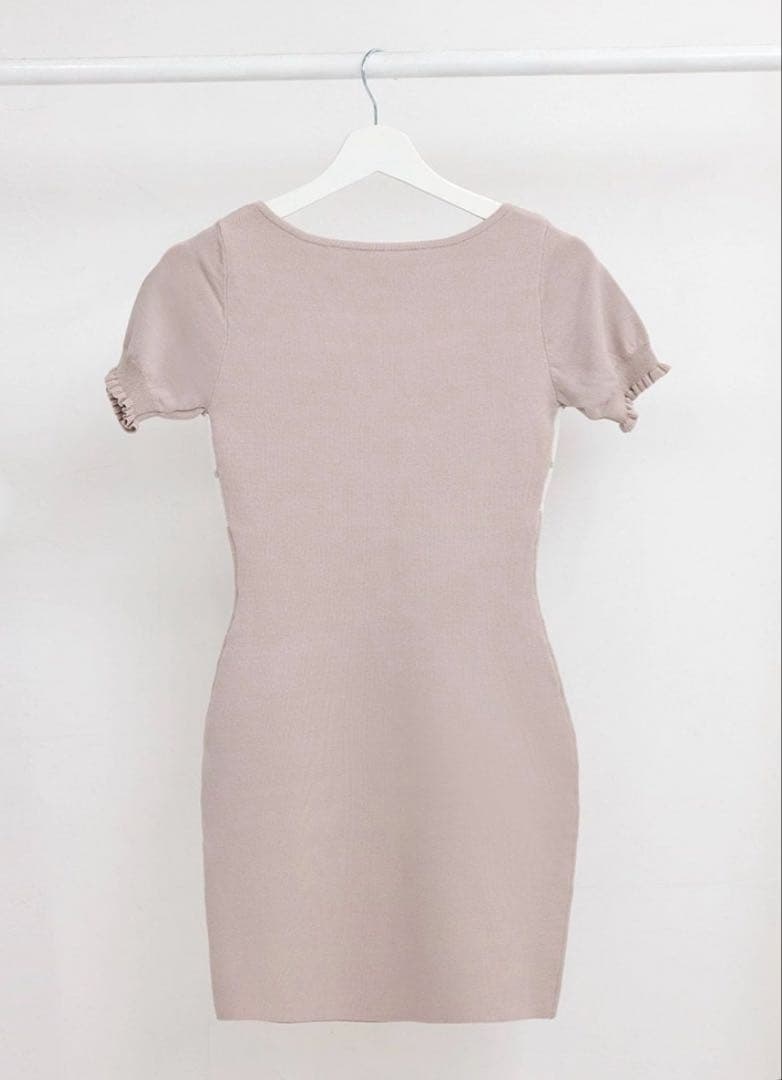 試着のみ　MWモノグラムバイカラーワンピース　ハニーミュウ　フリーサイズ　ピンク