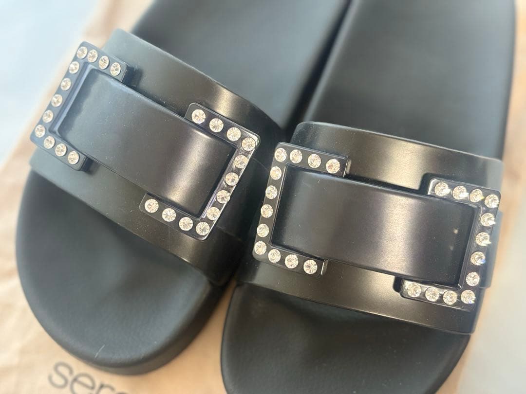 sergio rossi ブラックサンダル 35