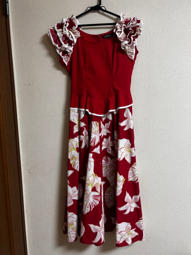 フラダンス 衣装 セット ワンピース6点＋レイ＋帽子 ハワイアン ドレスセット