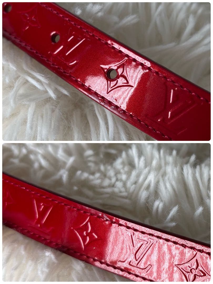 【正規品】ルイヴィトン　ベルト　モノグラム　ヴェルニ　エナメル　赤