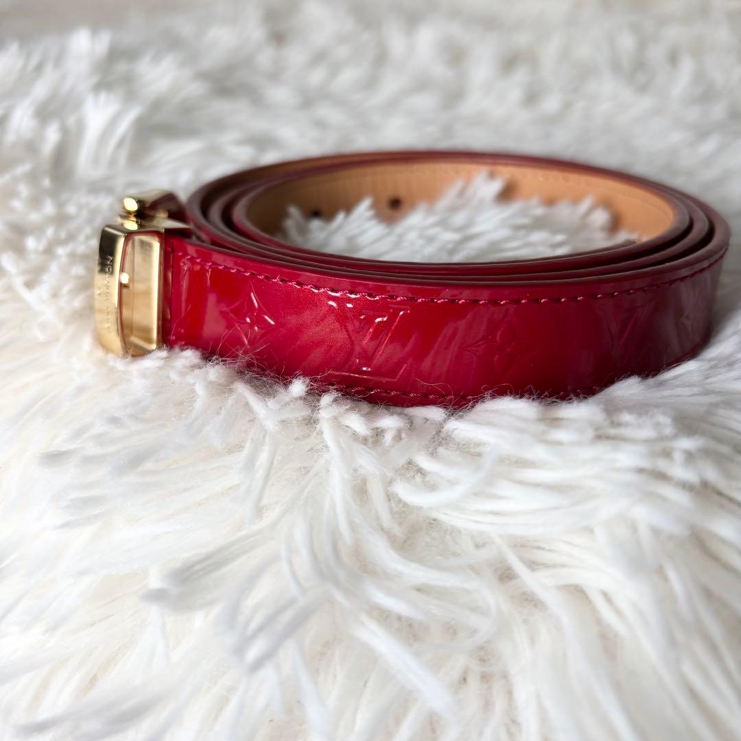 【正規品】ルイヴィトン　ベルト　モノグラム　ヴェルニ　エナメル　赤