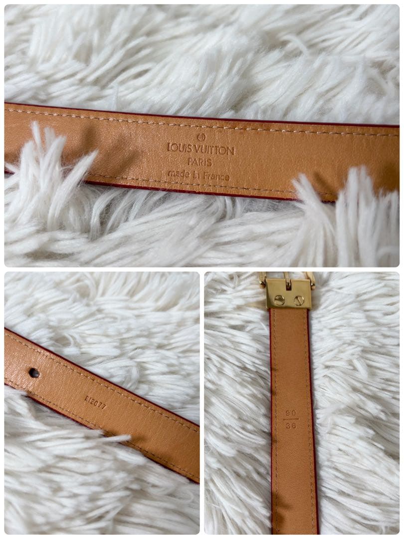 【正規品】ルイヴィトン　ベルト　モノグラム　ヴェルニ　エナメル　赤