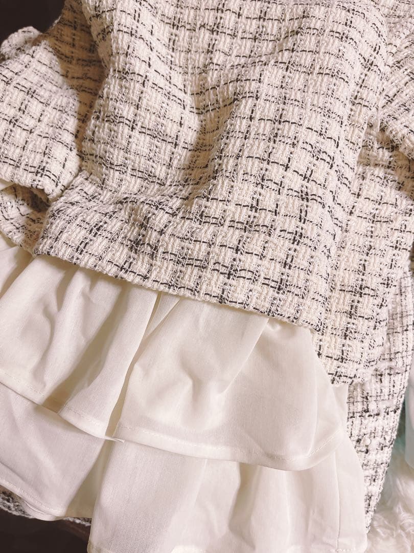 新品未使用✳︎BEARDSLEY✳︎ツイードコンビプルオーバー✳︎レイヤード風