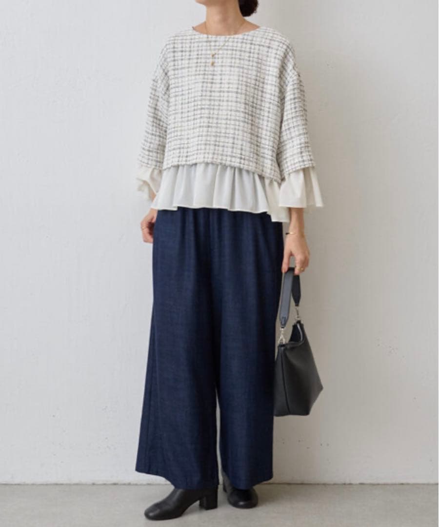 新品未使用✳︎BEARDSLEY✳︎ツイードコンビプルオーバー✳︎レイヤード風