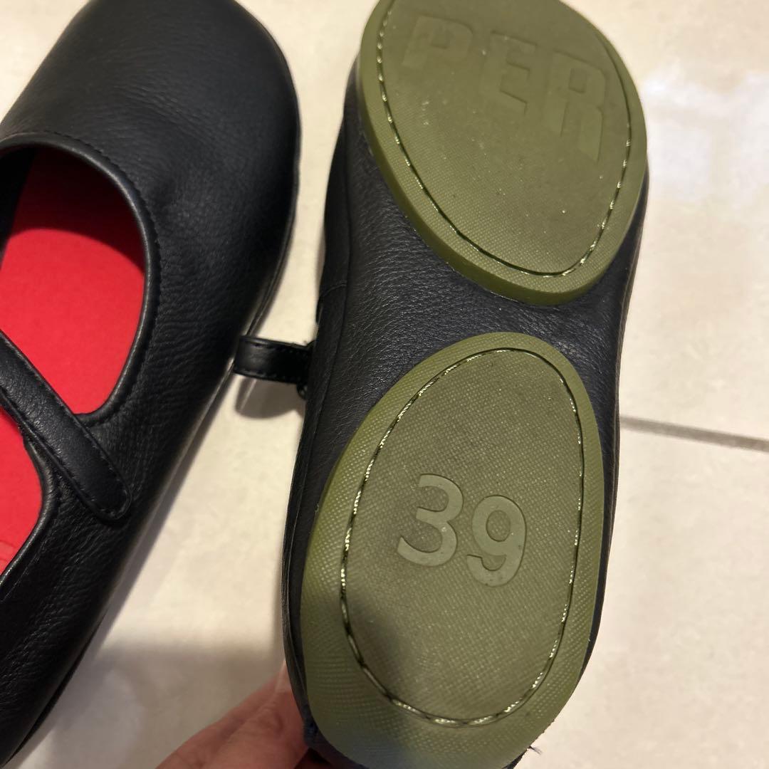 カンペール　ブラック フラットシューズ 39