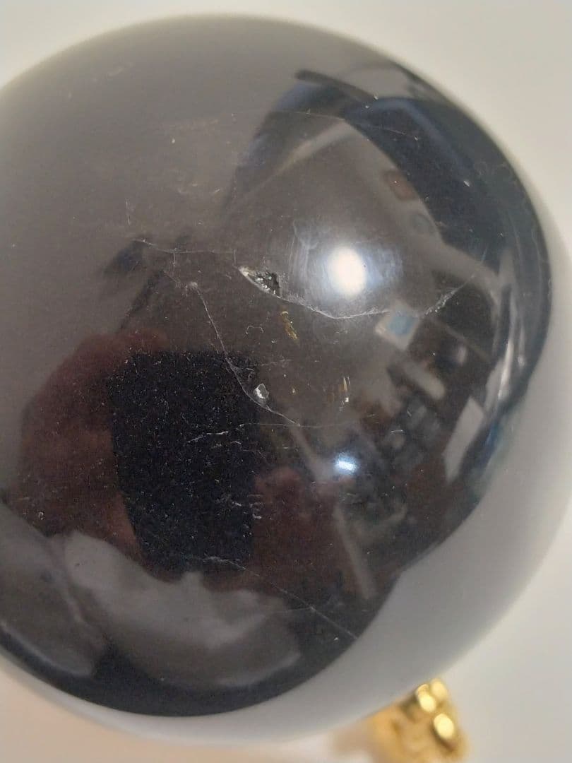 モリオン(黒水晶)丸玉52mm239g台座付き