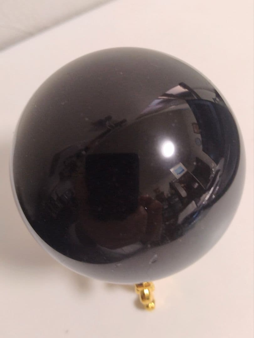 モリオン(黒水晶)丸玉52mm239g台座付き