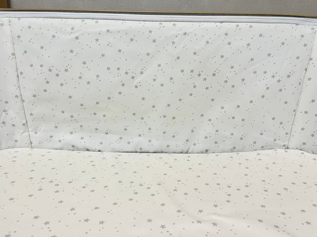 ベビーベッド 星柄 グレー/ホワイト