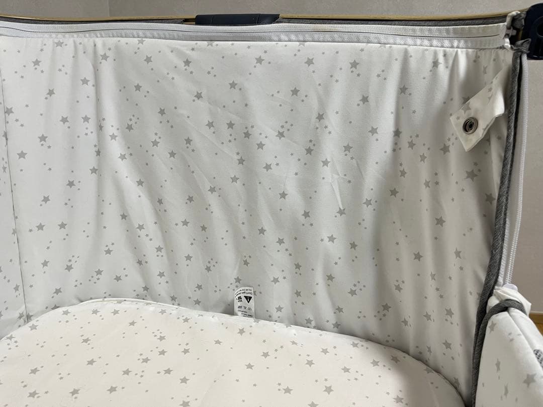 ベビーベッド 星柄 グレー/ホワイト