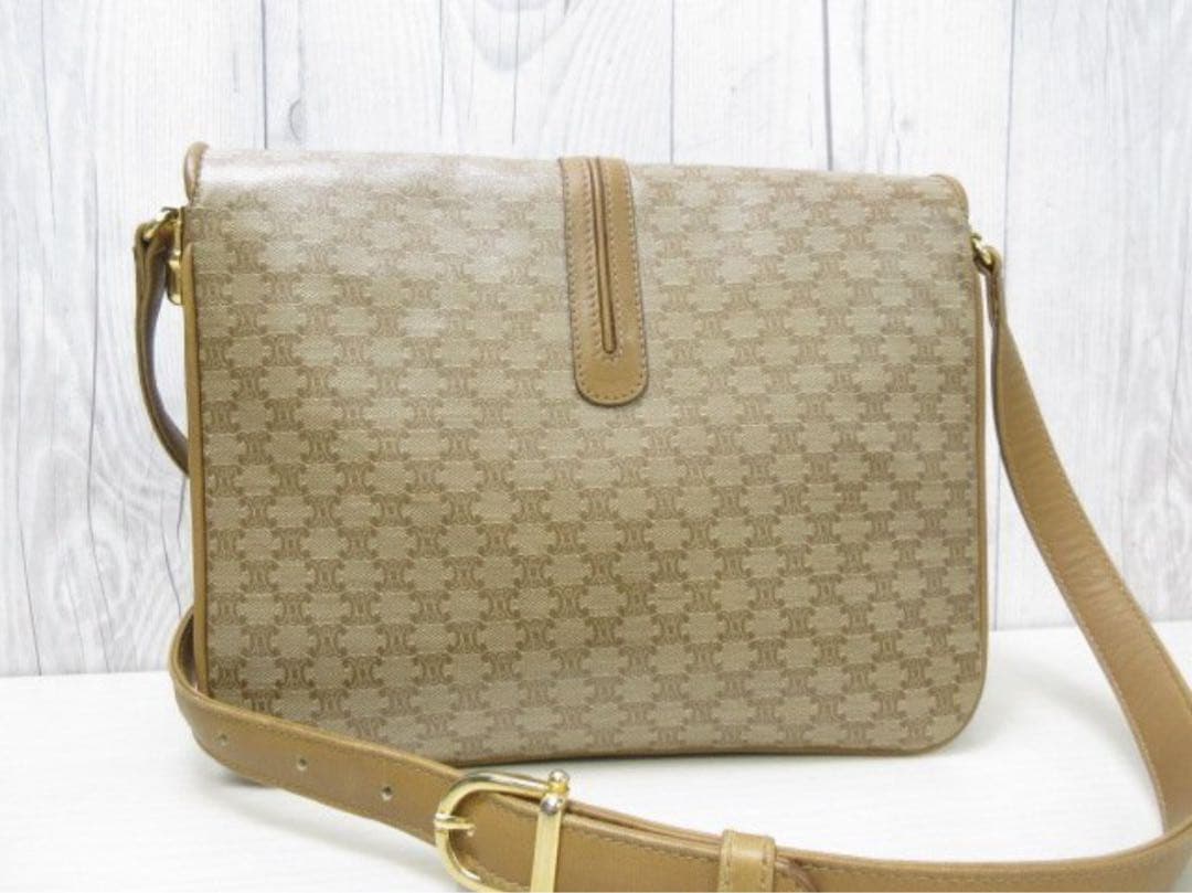 極美品 CELINE セリーヌ マカダム柄 ショルダーバッグ バッグ ブラウン系