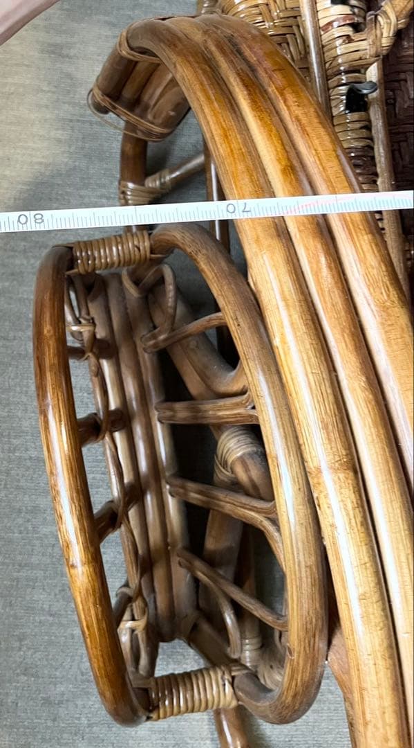 ラタン リクライニングチェア 足置き付き