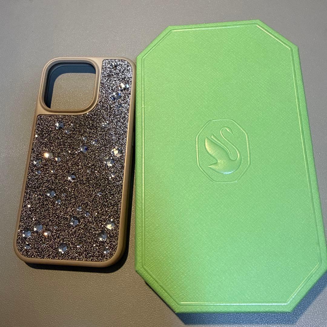 グリッター iPhoneケース シルバー系 スワロフスキー