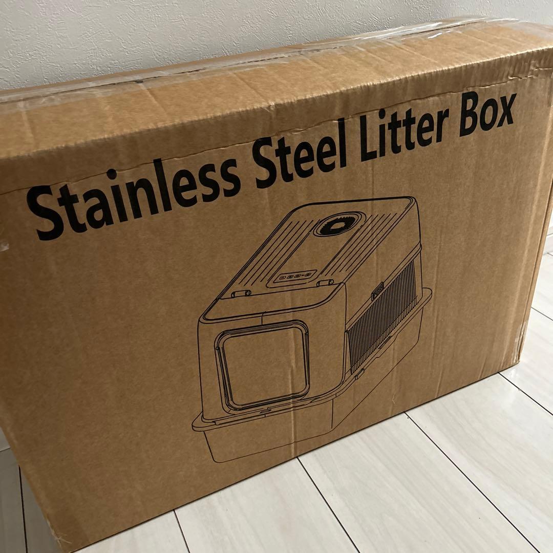 猫 トイレ 自動脱臭 大型 深型 ステンレス 自動空気清浄機能付き