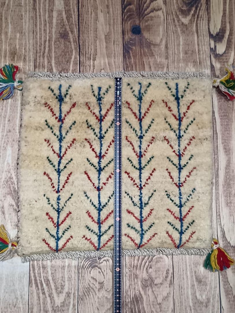 ペルシャ絨毯　ギャッベ　座布団　手織り　イラン(110)