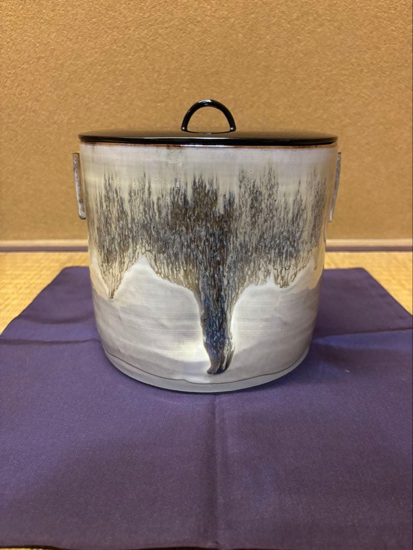 亀井味楽　高取焼　水指　裏千家　鵬雲斎　箱書　鈴木表朔　蓋　茶道具