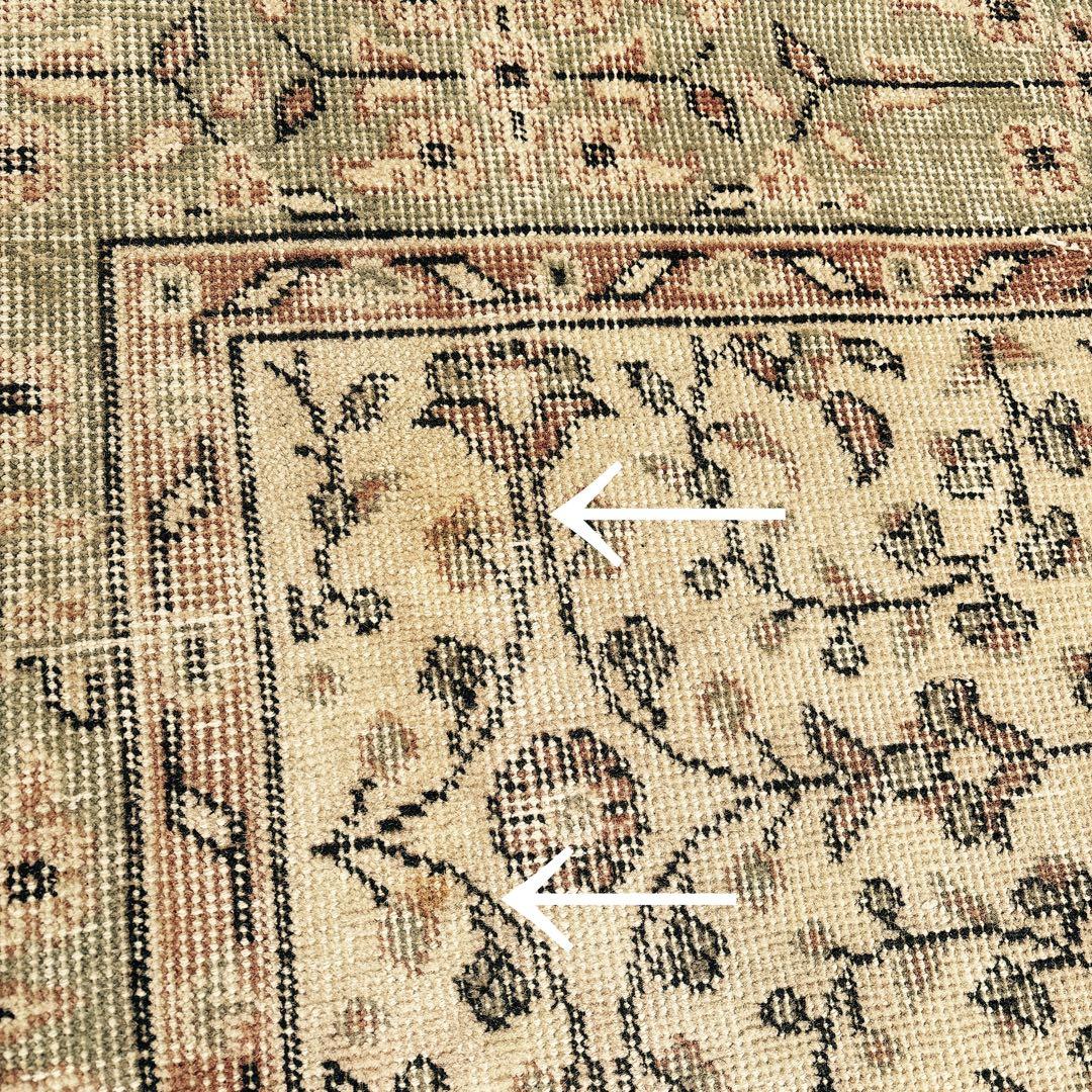 hyokoさま専用トルコ　ヴィンテージラグ　グリーン　ベージュ　フローラル