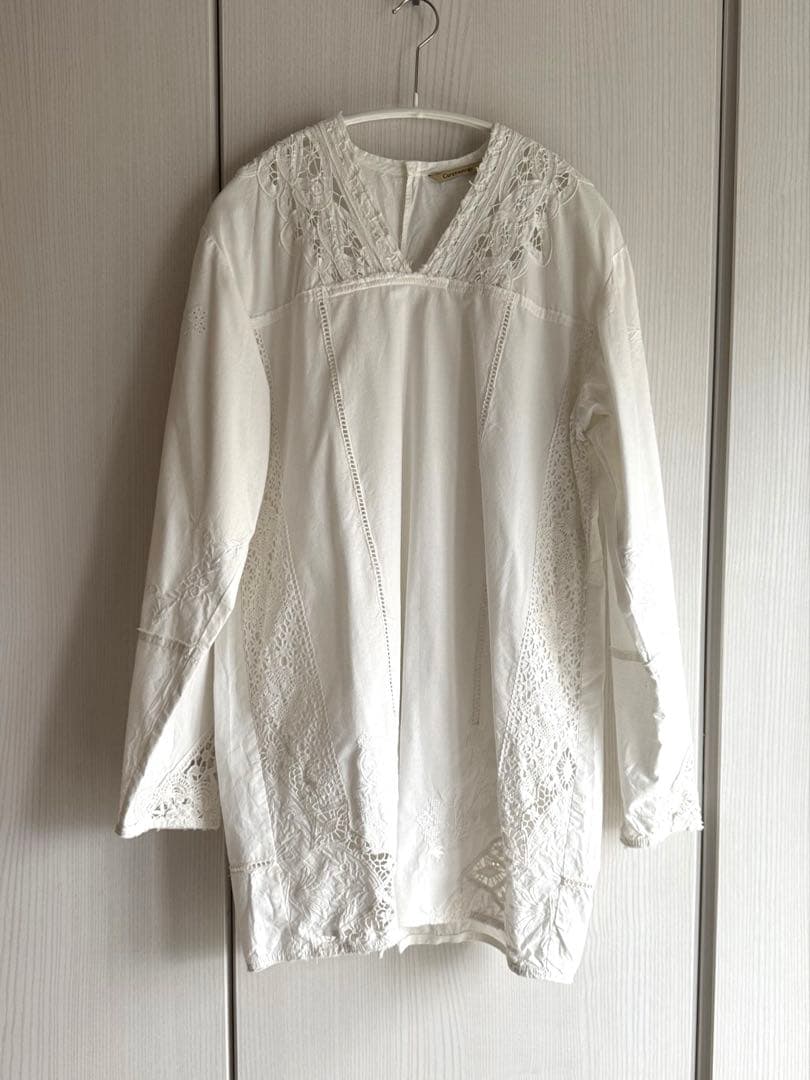Curensology コットンバテンレースブラウス
