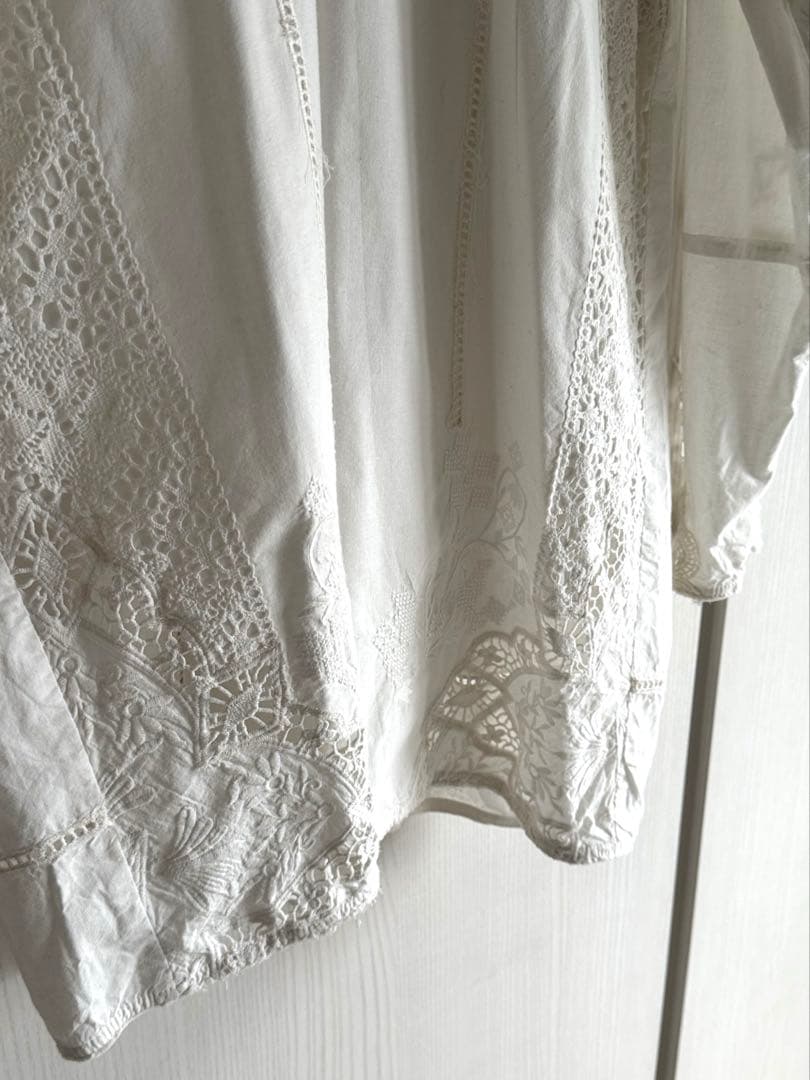 Curensology コットンバテンレースブラウス