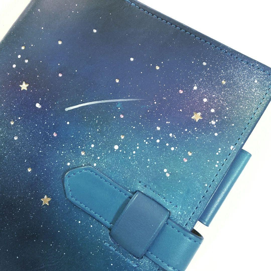 星空の本革手帳カバー A5 夜空 レザー 星座