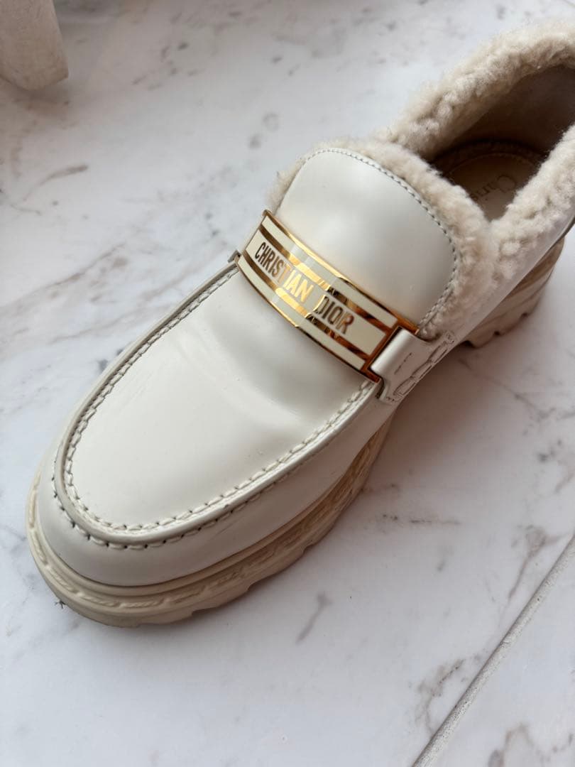 Dior クリスチャンディオール　ローファー　ボア　ロゴプレート 36 23cm