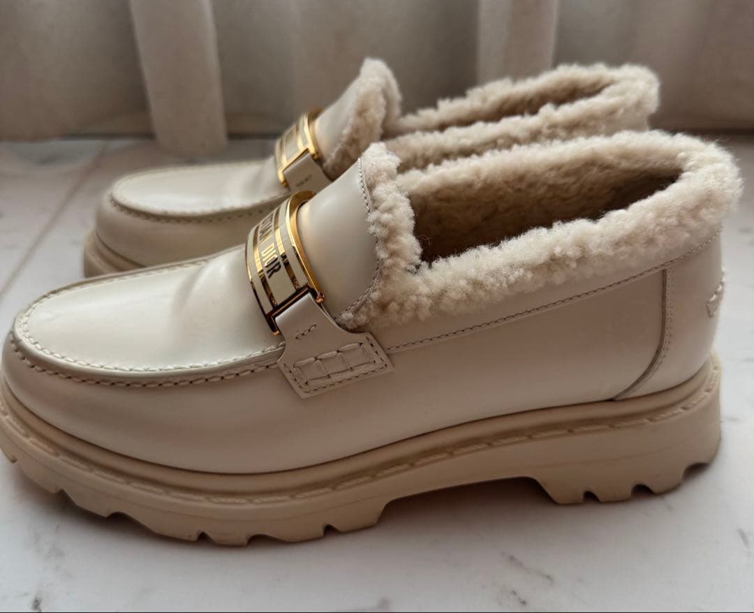 Dior クリスチャンディオール　ローファー　ボア　ロゴプレート 36 23cm