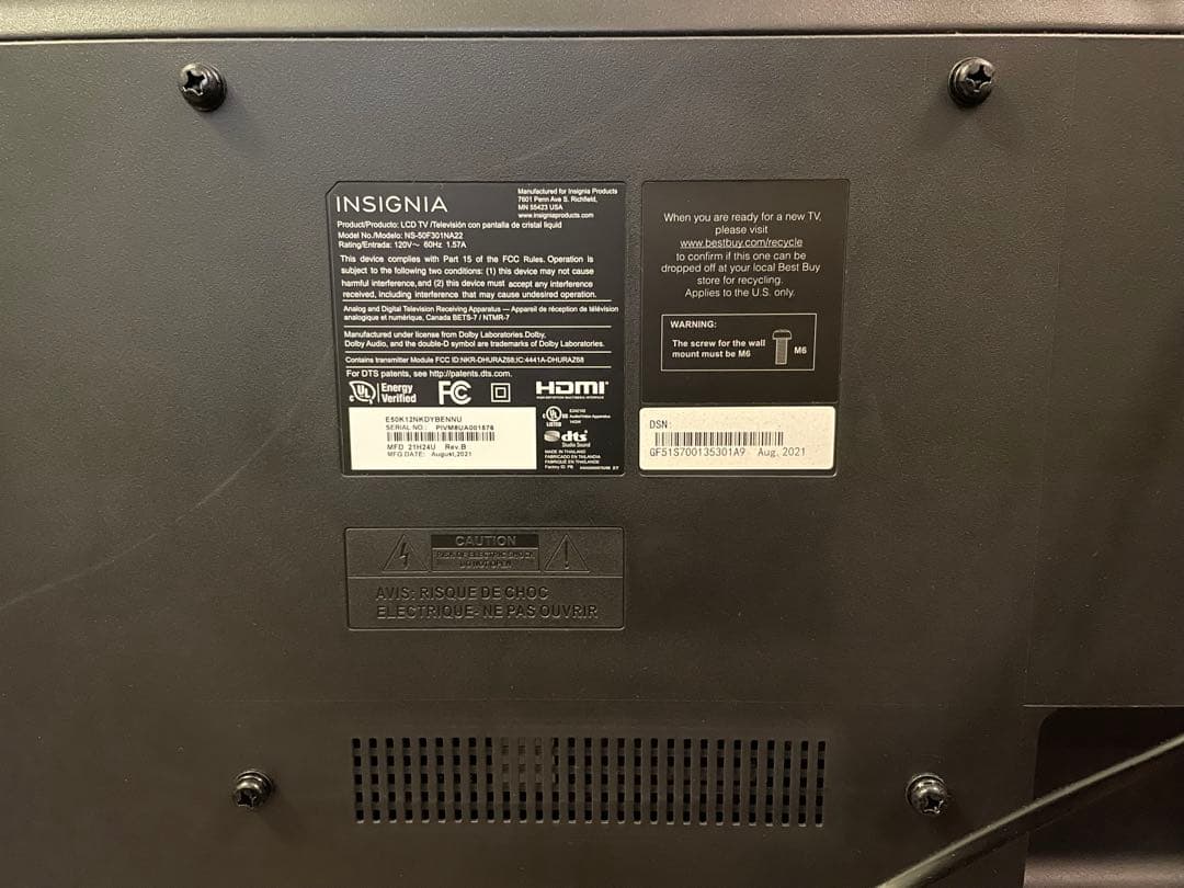 ジャンク 送料込 液晶テレビ 50インチ INSIGNIA