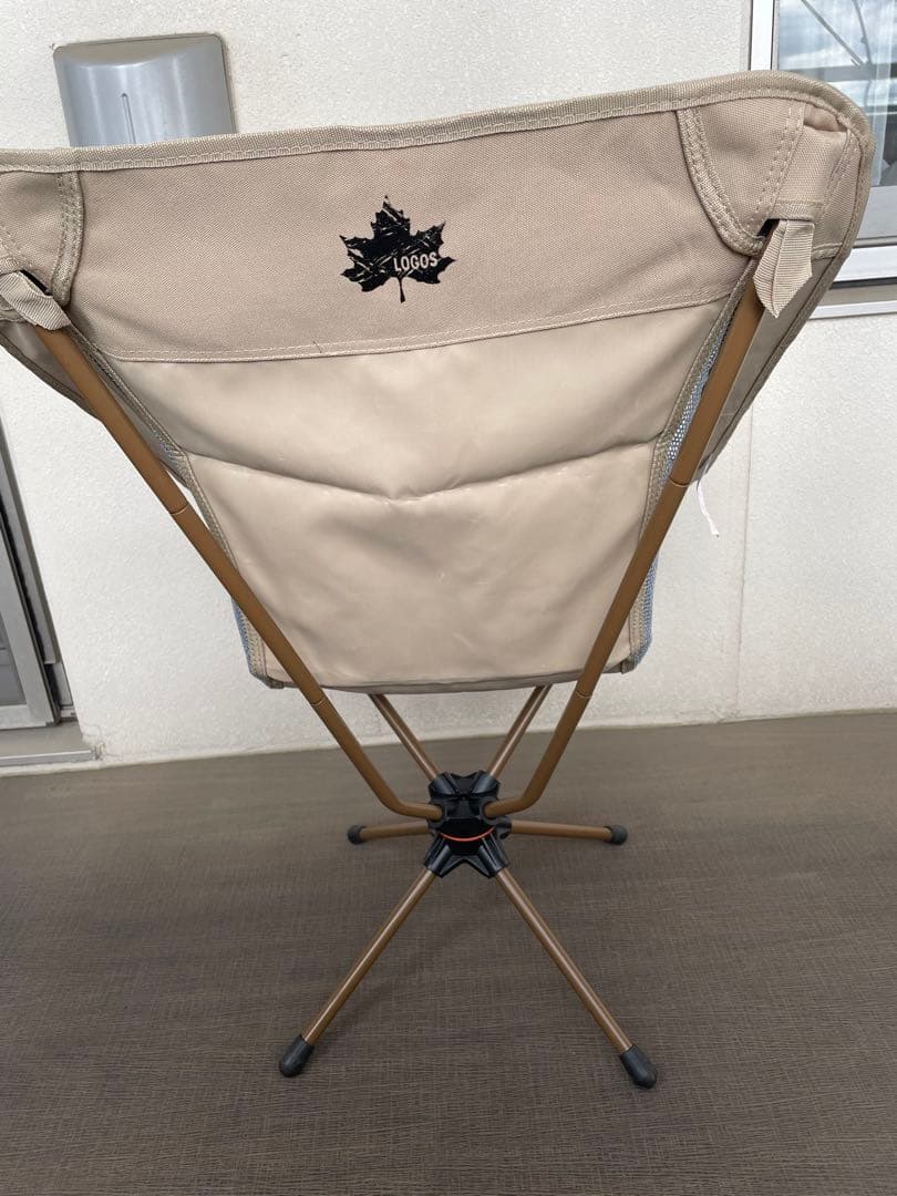 LOGOS アウトドアチェア ベージュ メッシュパネル付き