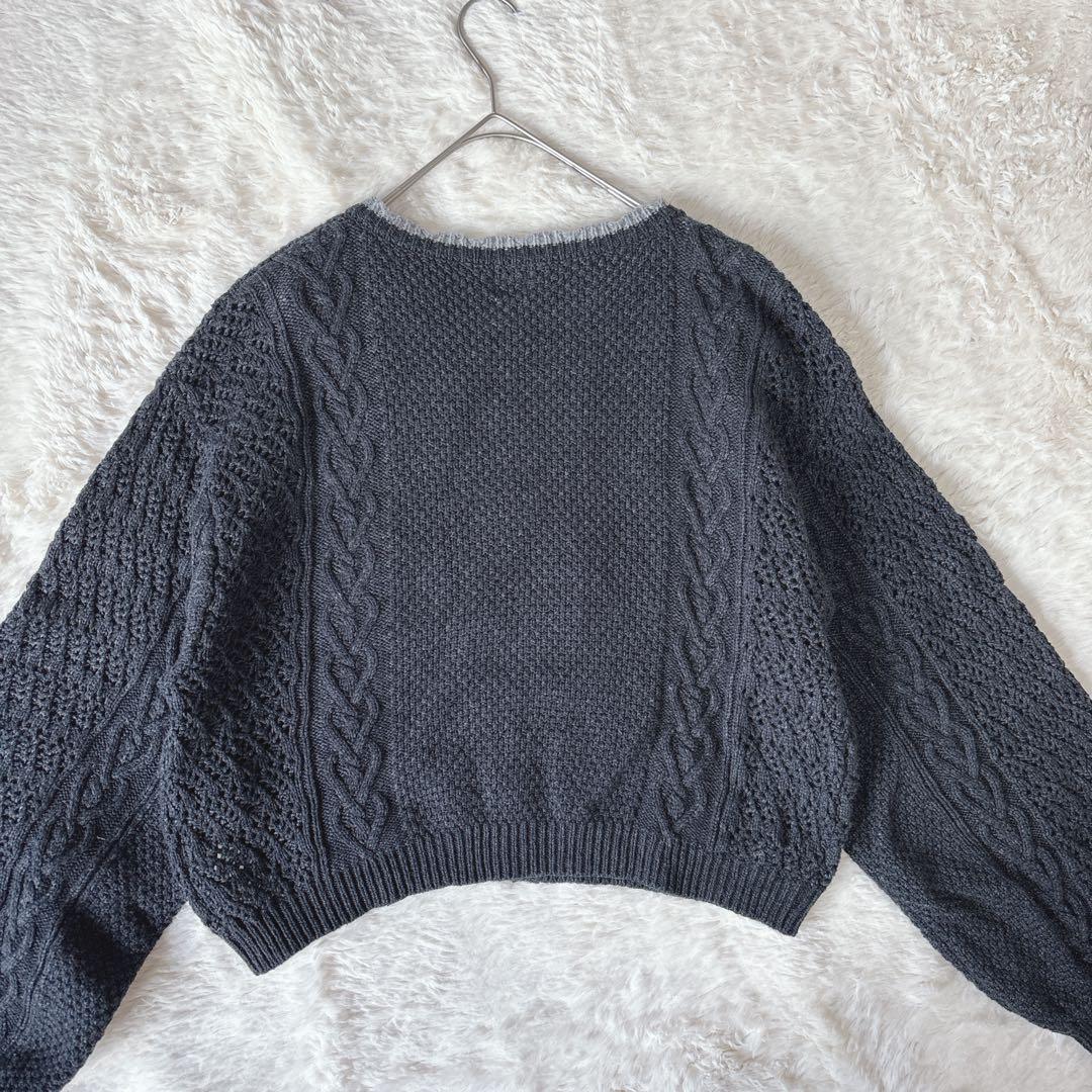 TSUHARU サマンサモスモス かぎ針お花モチーフ付きニットカーディガン