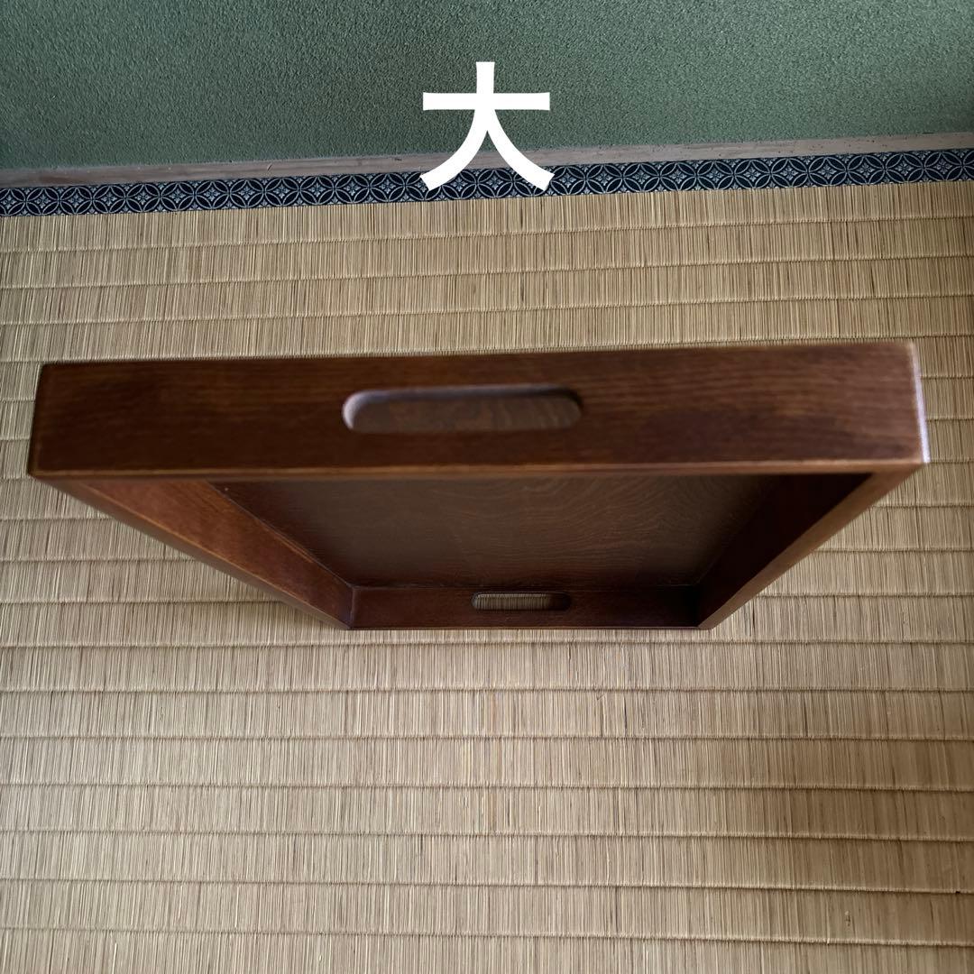 蔵出し！昭和レトロ✴︎けやき塗・切立・尺七寸・長手盆親子2枚セット✴︎