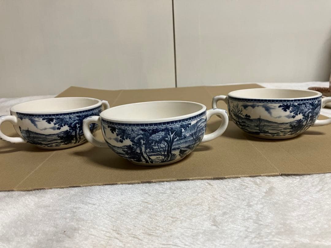 昭和レトロ　アンティーク オランダ18世紀の人物山水庭園風景画 インテリア食器