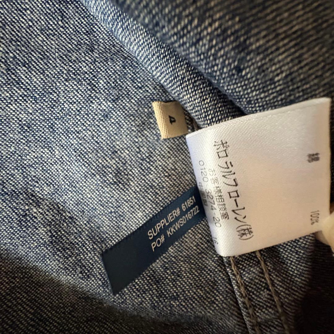 ラルフローレン ウエスタン ダンガリーシャツ デニム インディゴ サイズ4