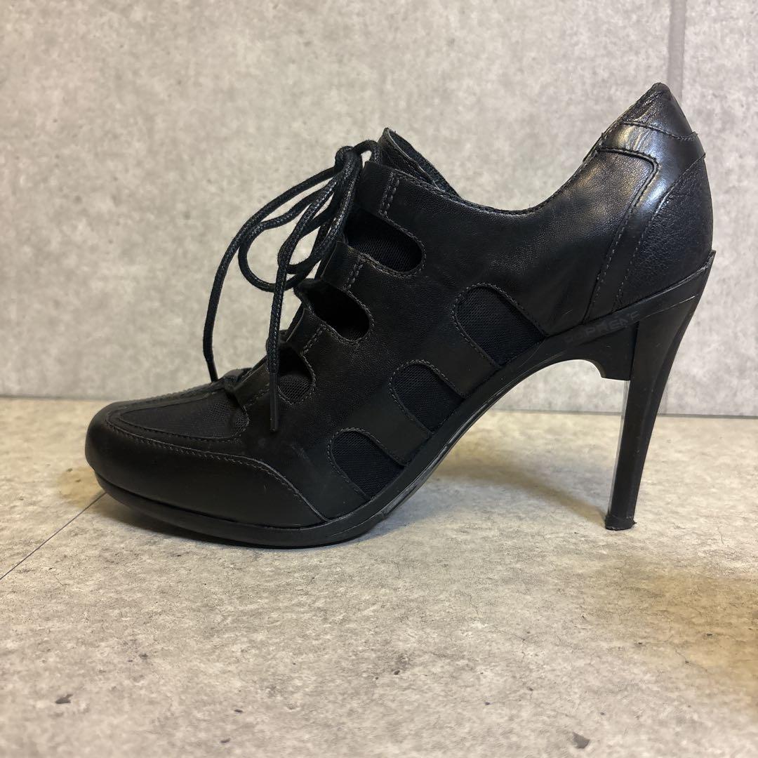 ヨウジヤマモト ハイヒールブーツ レースアップ　メッシュ レザー