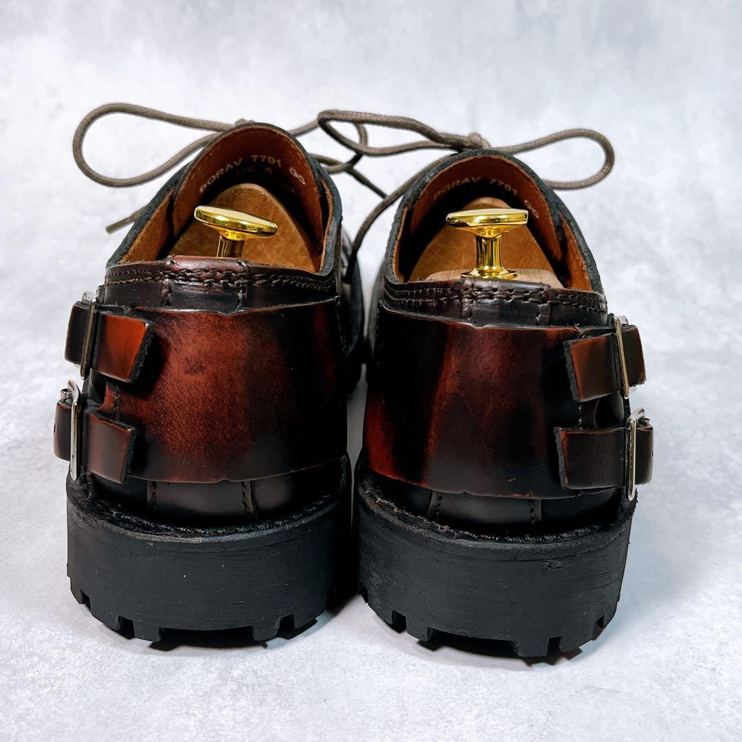 ☆美品☆【ゲッタグリップ】 レザーシューズ (8) ストレートチップ　ムラ加工