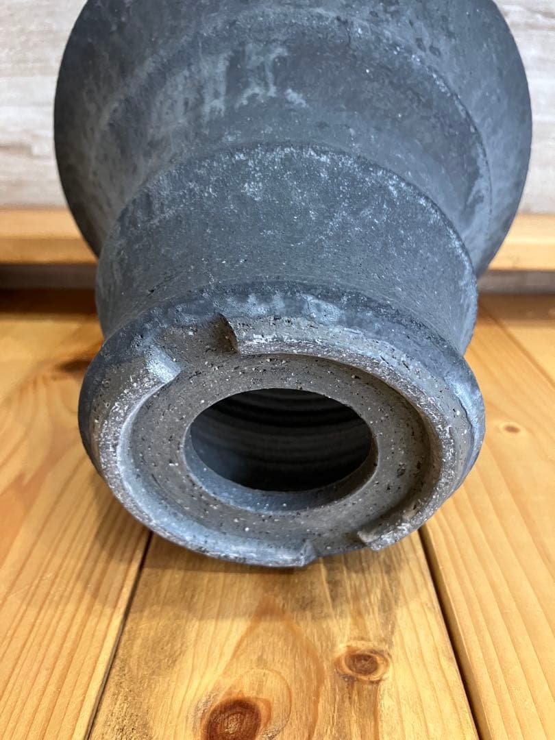 KAMIYAMA 黒鉄釉　かみ山陶器　植木鉢　ハンドメイド