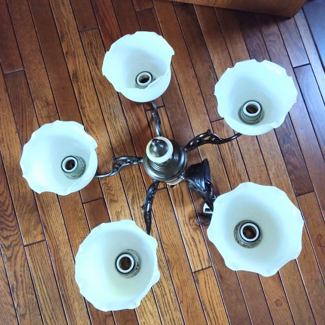 【ルパンヒデロウ様お取り引き品】フラワーモチーフ アンティーク シャンデリア