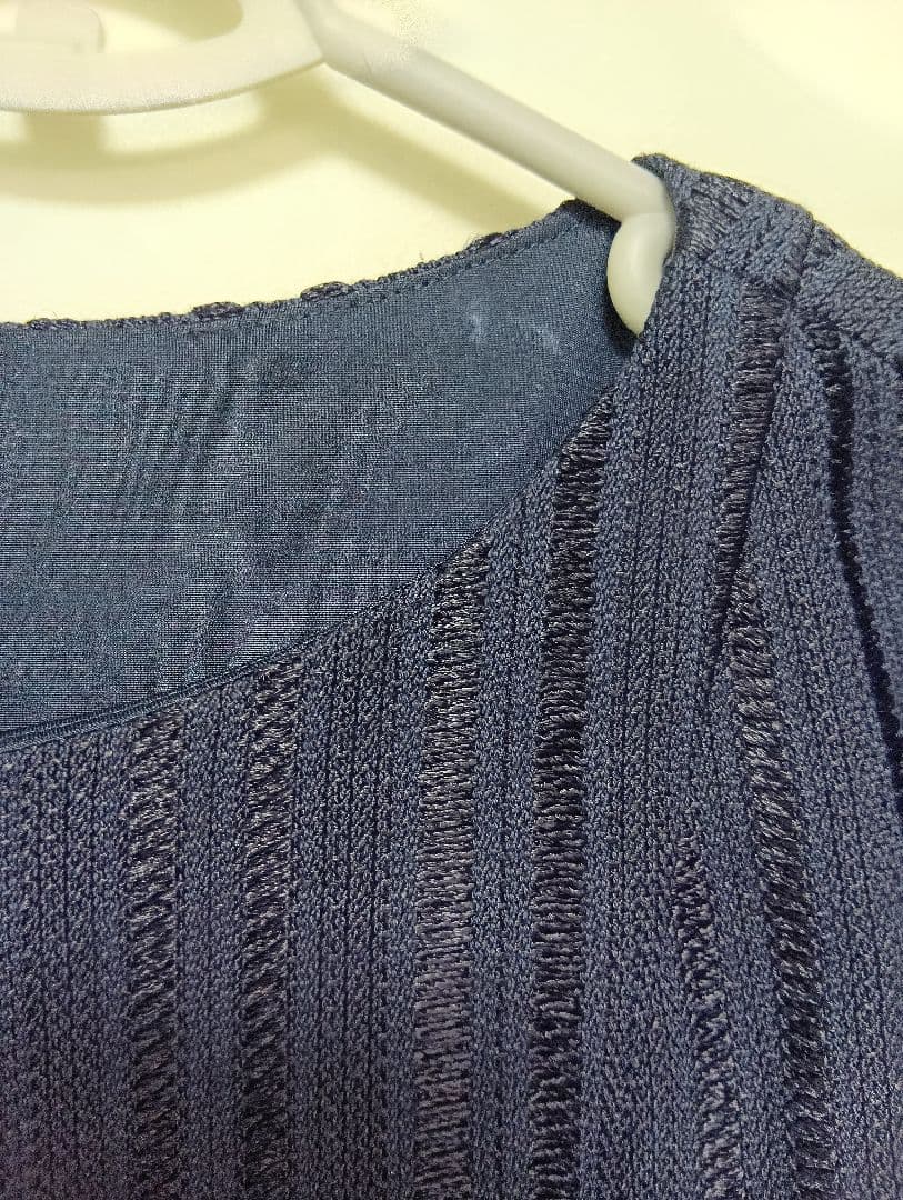 タグ付き新品　Leilian レリアン レイヤード風膝丈ワンピース　ネイビー11