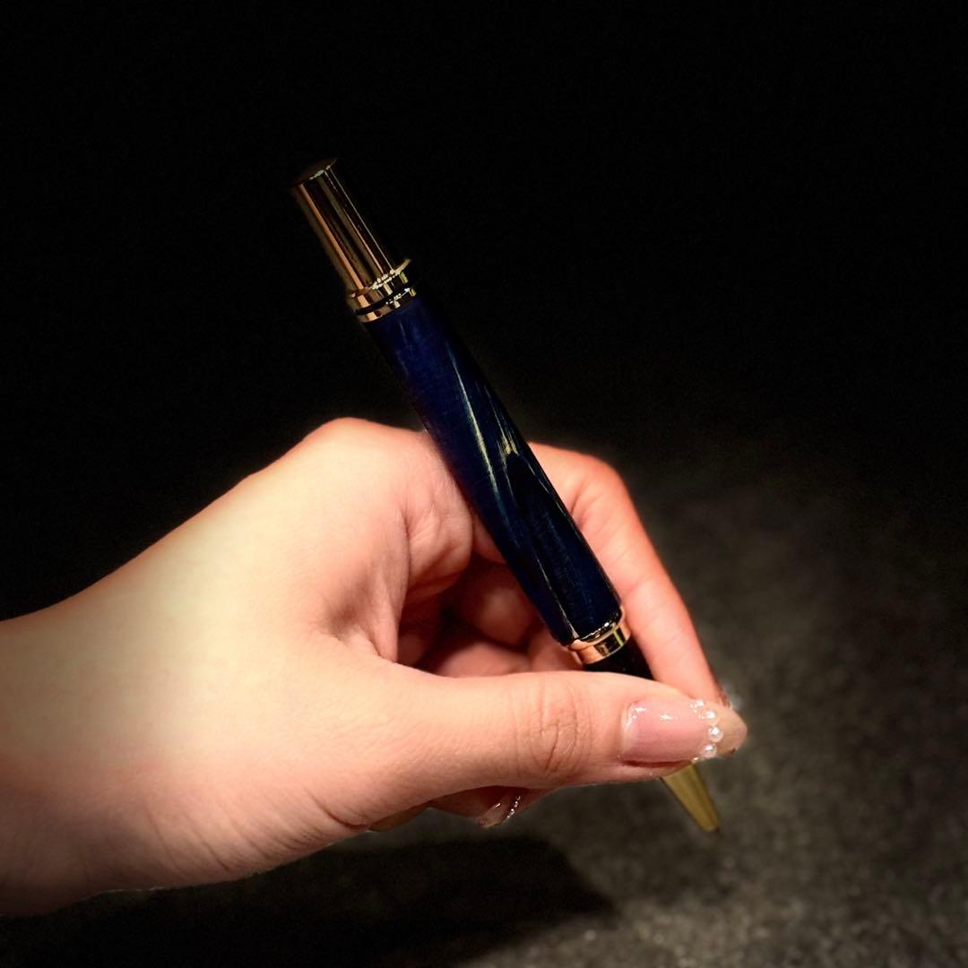 世界で１本だけのスタビライズドウッド・ボールペン　グリーン＆ブルー