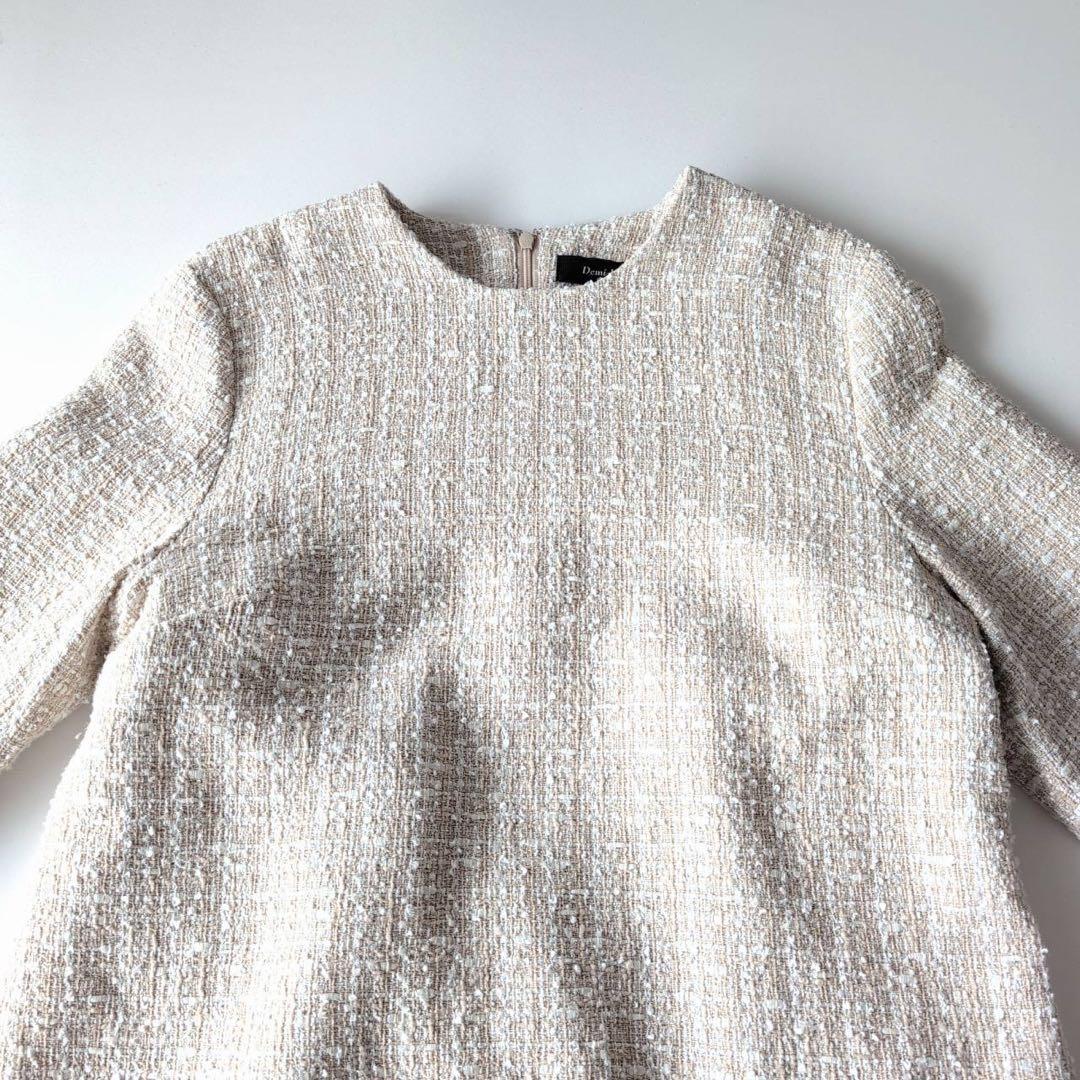 美品デミルクスビームス　バックフレア ツイードプルオーバー 40